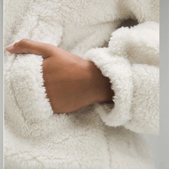 Lululemon Cinchable Fleece Zip-Up Teddy Outdoor Jacket White Opal Size 8 - Picture 3 of 8